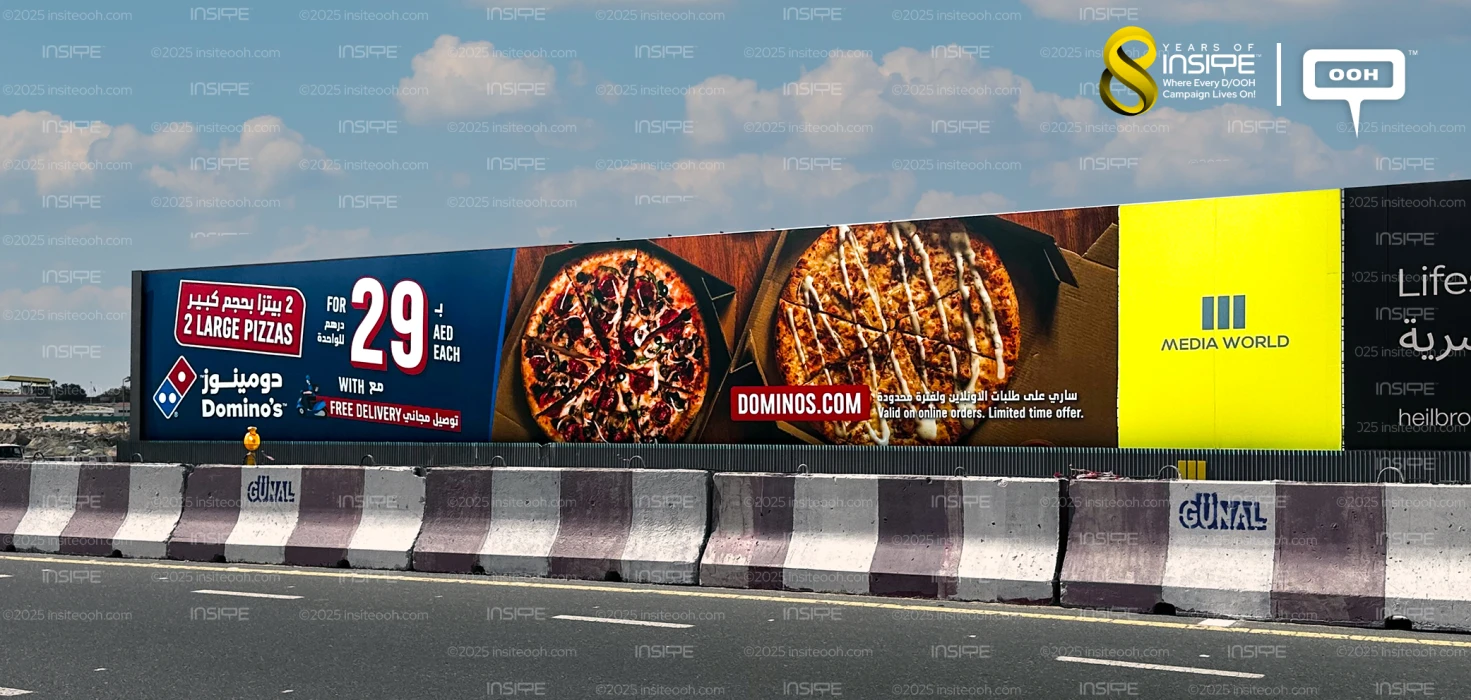 Get Two Delicious Large Pizzas From Domino’s With Matchless Prices on Dubai’s D/OOH