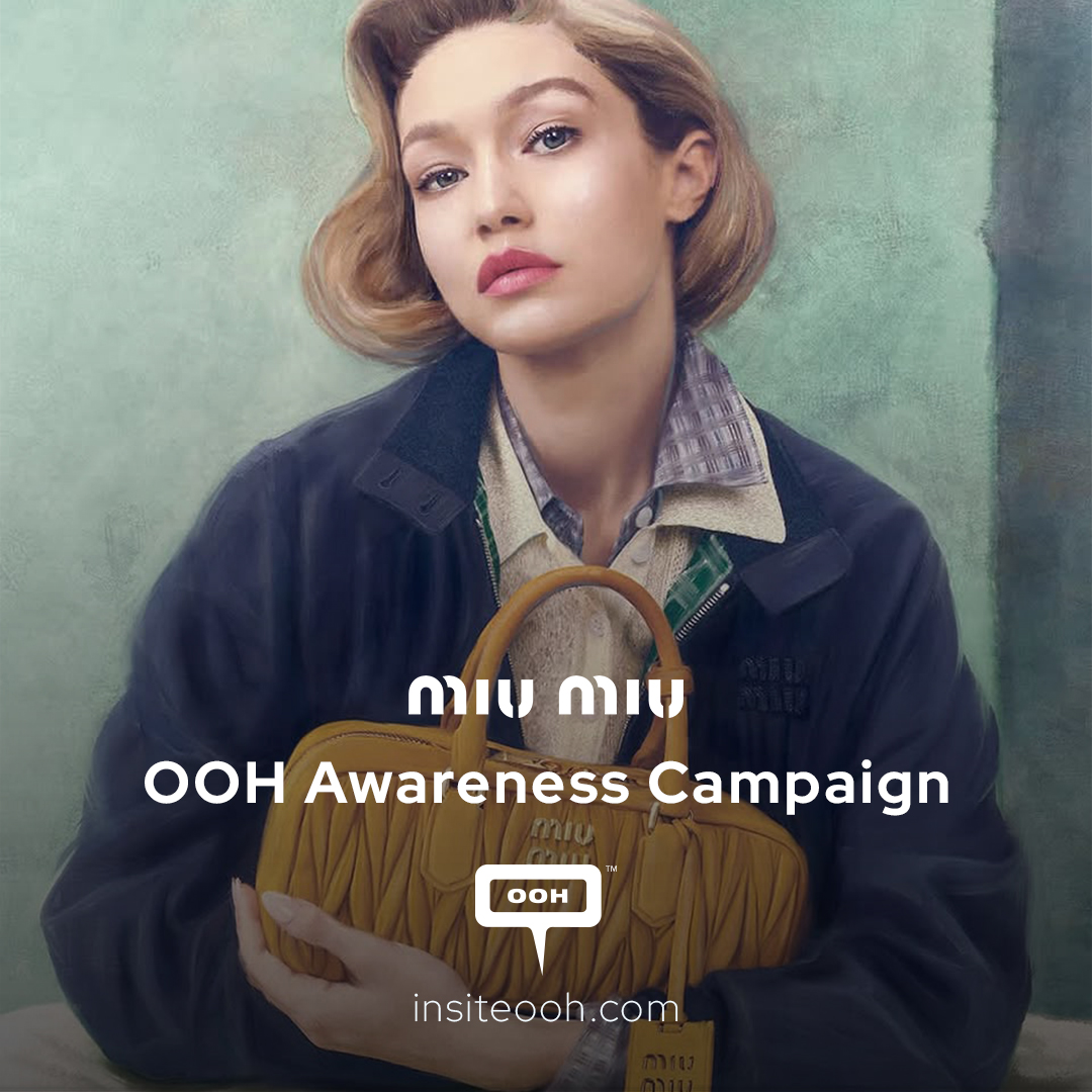 Gigi Hadid & Miu Miu’s Arcadie Bag Captured in Painterly Grace on Dubai Digital Towers