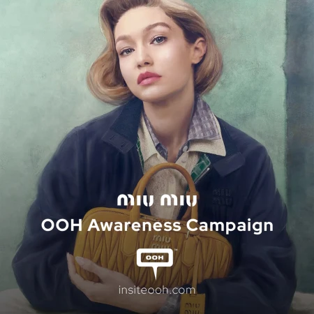 Gigi Hadid & Miu Miu’s Arcadie Bag Captured in Painterly Grace on Dubai Digital Towers