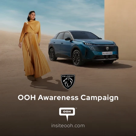 Enjy Kiwan Driving Elegance with Peugeot 3008, Gleaming  in Dubai OOH
