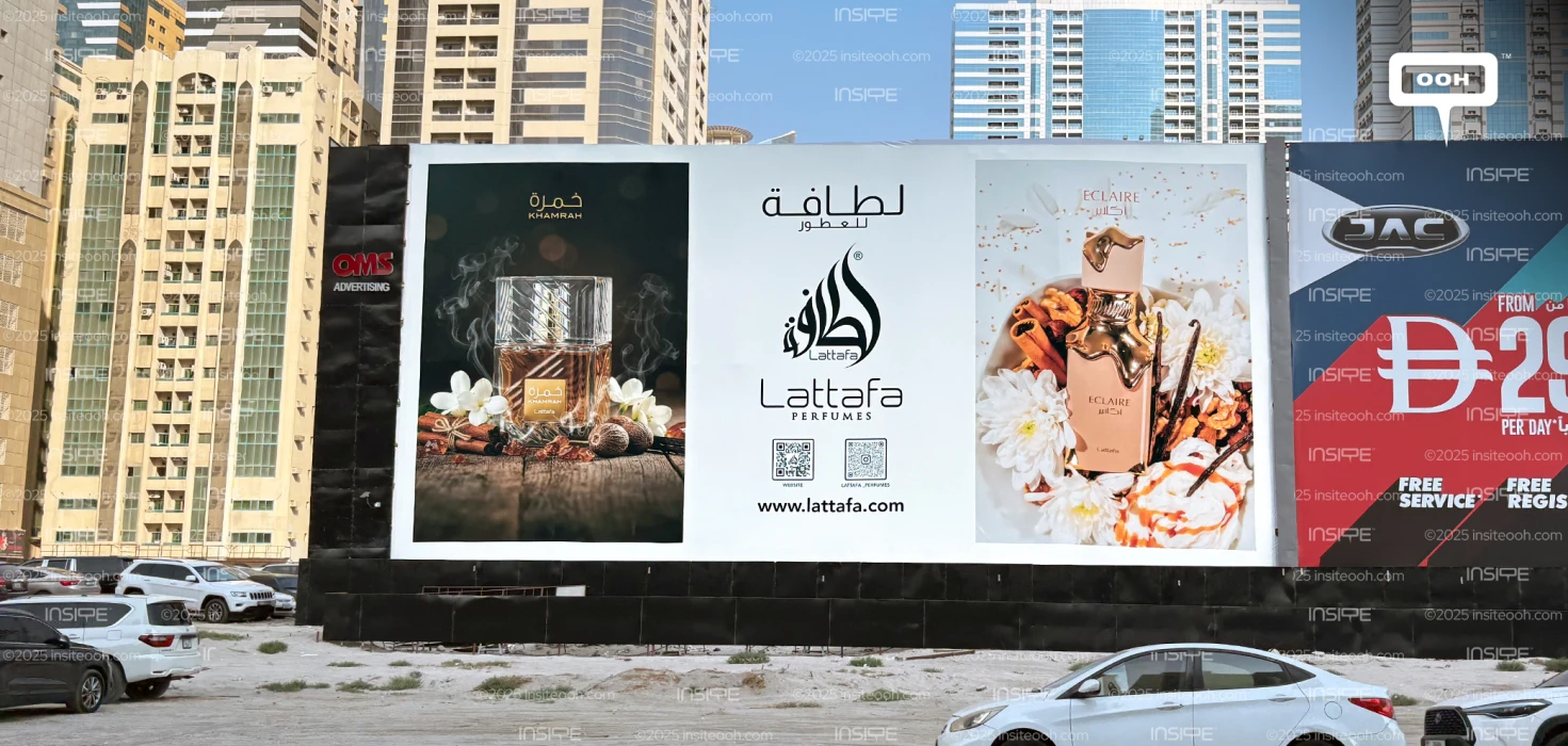 Lattafa Perfumes on Sharjah Billboard with Charming Scented Showcase