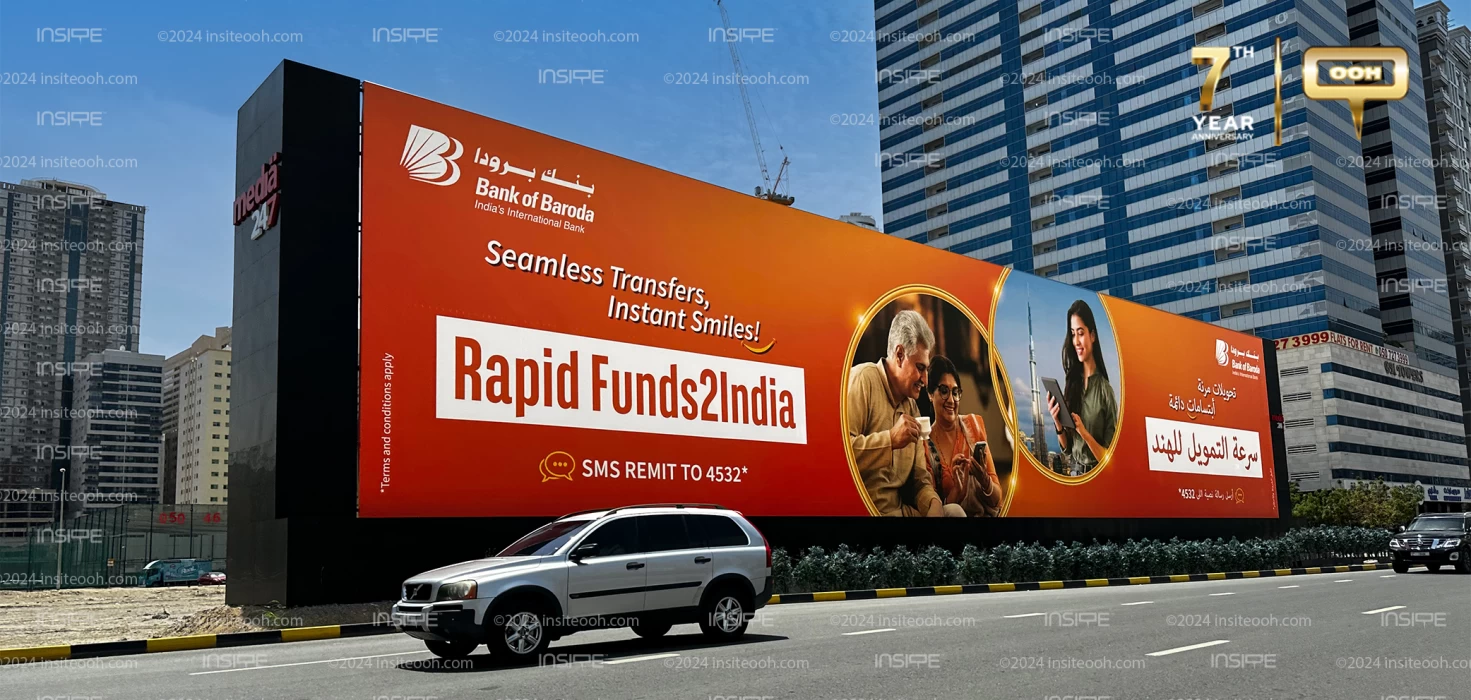 Bank Of Baroda to Help Sending Funds to India Rapidly! an OOH Spreads the News