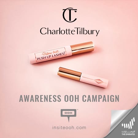 Charlotte Tilbury launches its new "Pillow Talk Push up Lashes! Mascara" on Dubai's billboards